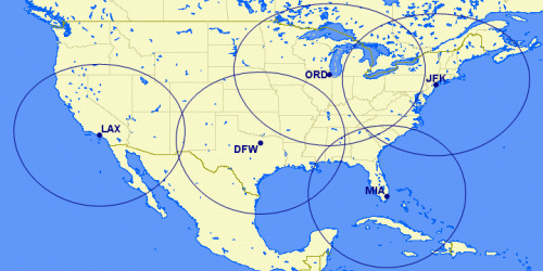 Карта хабов American Airlines